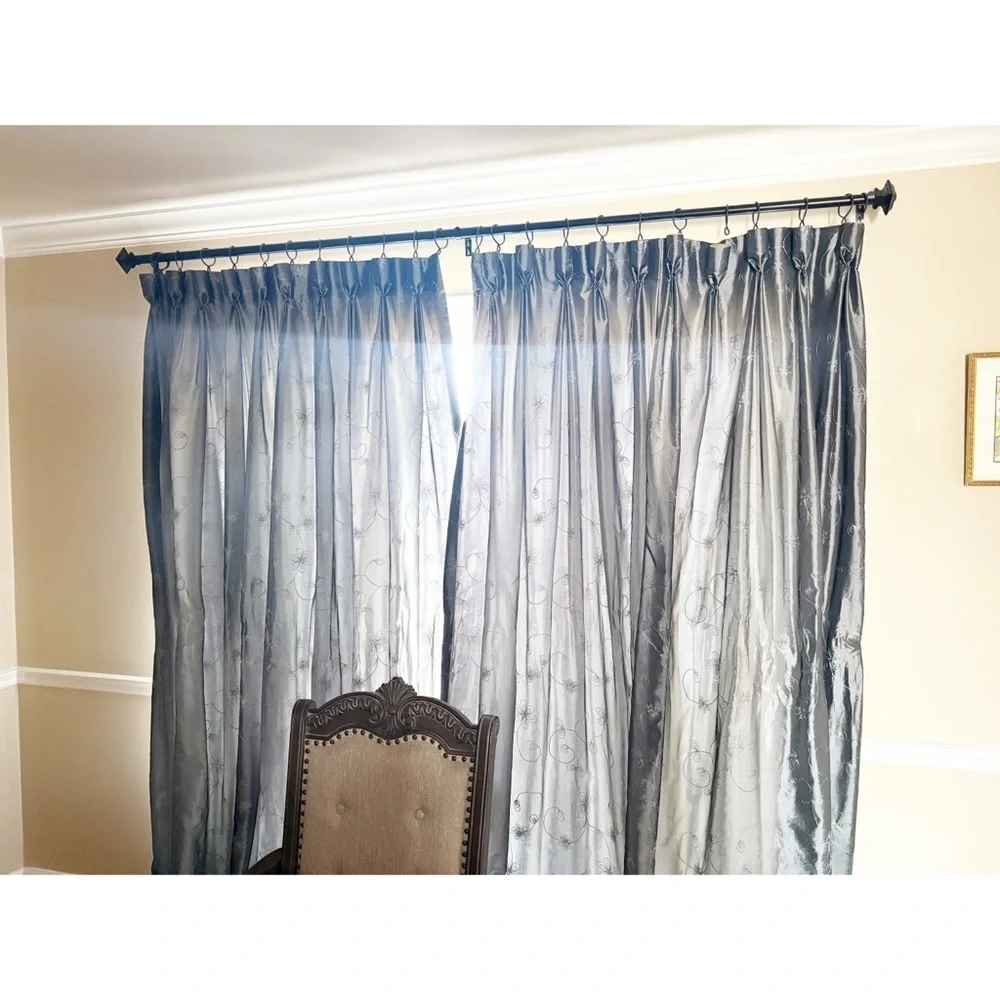 Luxury Embroidered Silk-Look Drapes with Tassel Tiebacks – Set of 2 Panels